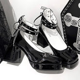 LBSFY  -  Punk Girl High Heel 8cm Lolita Shoes Gothic Style Square Toe Mary Jane Tea Party Harajuku Goth Vintage Kawaii Girls Shoes